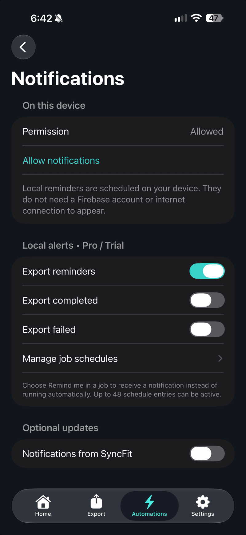 Reminders and alerts