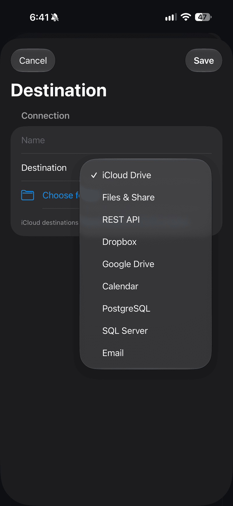 Choose a destination
